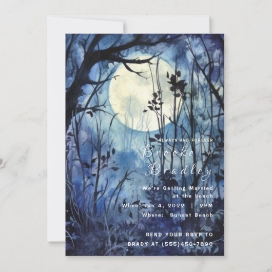 Invitation Mariage en forêt au clair de lune (Devant)