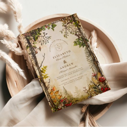 Invitation Mariage en forêt automnale