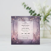 Invitation Mariage en forêt avec des lumières de fée éthérées (Debout devant)