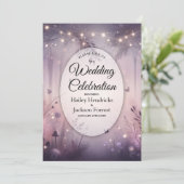 Invitation Mariage en forêt avec des lumières de fée éthérées (Debout devant)