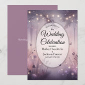 Invitation Mariage en forêt avec des lumières de fée éthérées (Devant / Derrière)