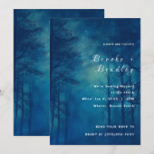 Invitation Mariage en forêt bleu minuit (Devant / Derrière)