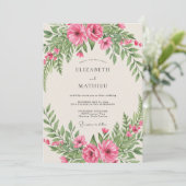 Invitation Mariage en forêt de bois aux tons roses (Debout devant)