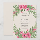 Invitation Mariage en forêt de bois aux tons roses (Devant / Derrière)