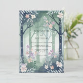 Invitation Mariage en forêt de bois d'ardoise Eucalyptus (Debout devant)