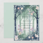 Invitation Mariage en forêt de bois d'ardoise Eucalyptus (Devant / Derrière)