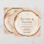 Invitation Mariage en forêt de bois rustique tranche d'arbre (Devant / Derrière)