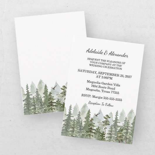 Invitation Mariage en forêt de bois Vert