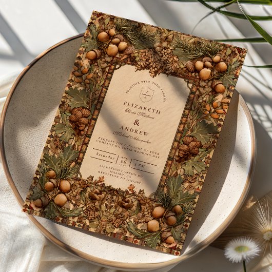Invitation Mariage en forêt de chêne doré