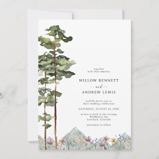 Invitation Mariage en Forêt de Montagne (Devant)