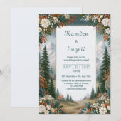 Invitation Mariage en forêt de montagne enneigée (Devant / Derrière)