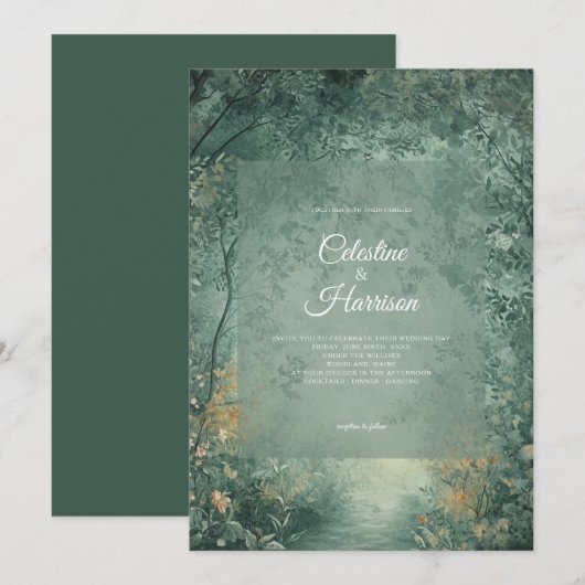 Invitation Mariage en Forêt Enchantée (Devant / Derrière)