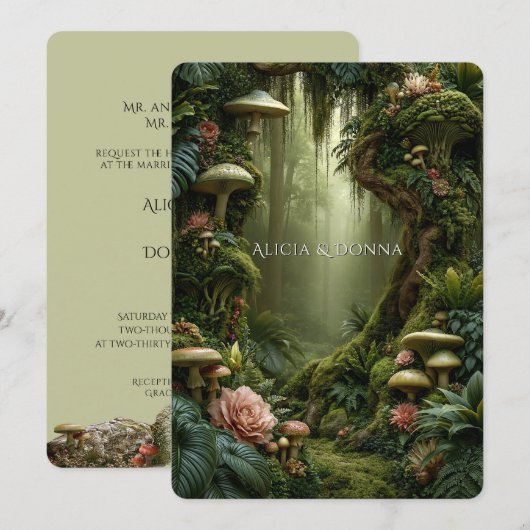 Invitation Mariage en Forêt Enchantée (Devant / Derrière)
