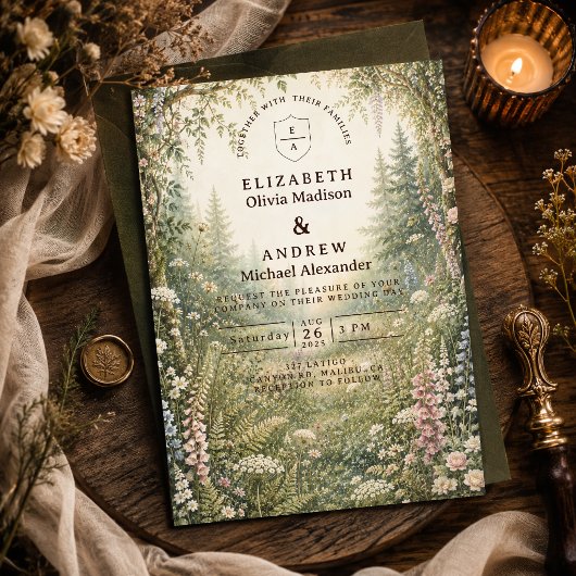 Invitation Mariage en forêt enchantée