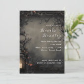 Invitation Mariage en forêt enchantée gris foncé (Debout devant)