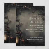 Invitation Mariage en forêt enchantée gris foncé (Devant / Derrière)