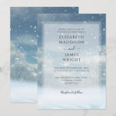 Invitation Mariage en forêt enneigée en hiver (Devant / Derrière)