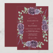 Invitation Mariage en forêt éthérée bordeaux (Devant / Derrière)