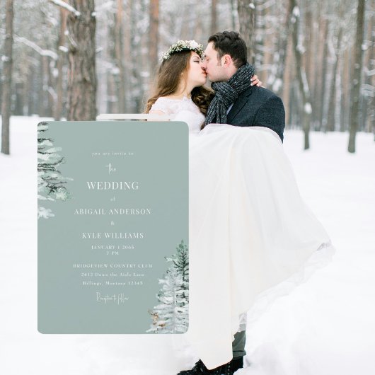 Invitation Mariage en forêt hivernale