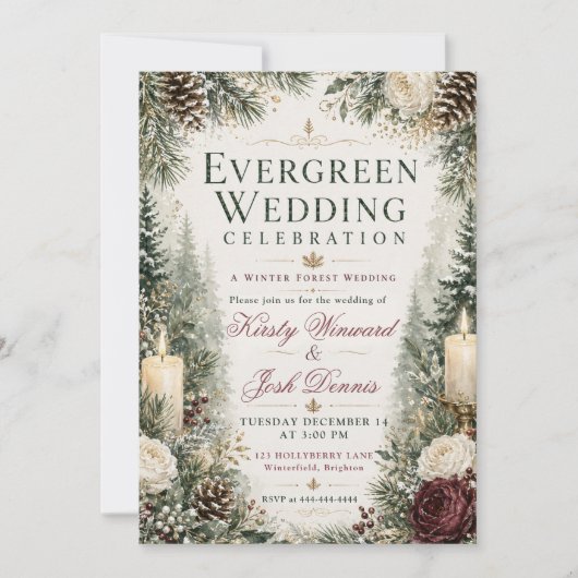 Invitation Mariage en forêt hivernale persistante (Devant)