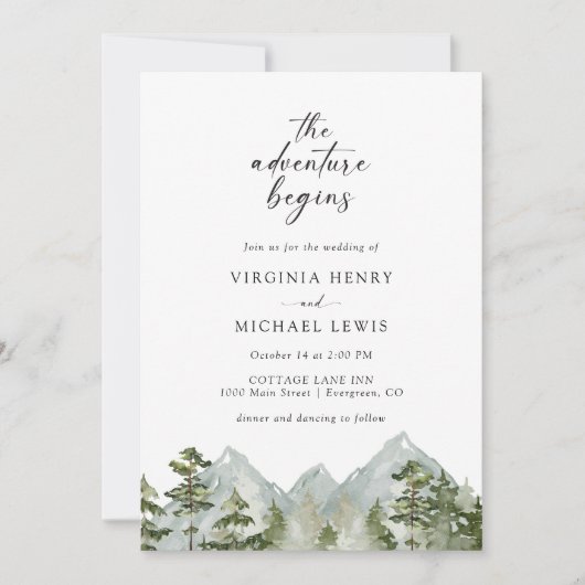 Invitation Mariage en forêt montagne (Devant)