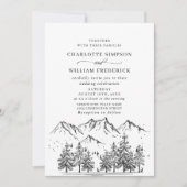 Invitation Mariage en forêt montagneuse dessinée à la main (Devant)