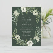 Invitation Mariage en forêt raffiné vert mousse (Debout devant)