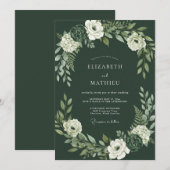 Invitation Mariage en forêt raffiné vert mousse (Devant / Derrière)