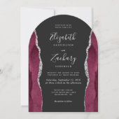 Invitation Mariage en forme d'arche en Agate argentée de Bour (Devant)