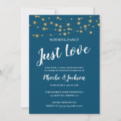 Invitation Mariage en fuite avec guirlandes lumineuses bleues (Devant)