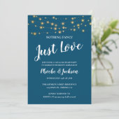 Invitation Mariage en fuite avec guirlandes lumineuses bleues (Debout devant)