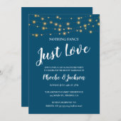 Invitation Mariage en fuite avec guirlandes lumineuses bleues (Devant / Derrière)