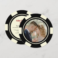 Mariage en fuite avec jeton de poker noir et blanc