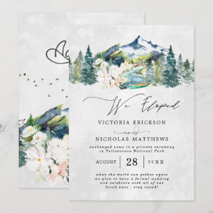 Invitation Mariage en fuite dans une forêt de montagne rustiq