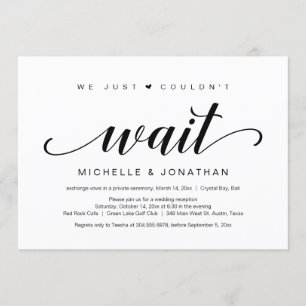Invitation Mariage en fuite, élégant script noir