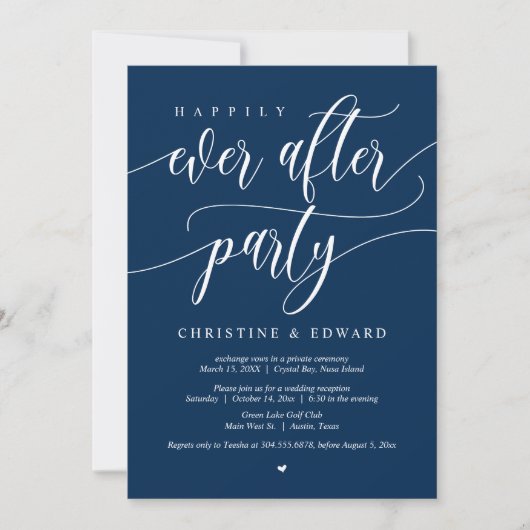 Invitation Mariage en fuite, fête de bonheur éternel (Devant)