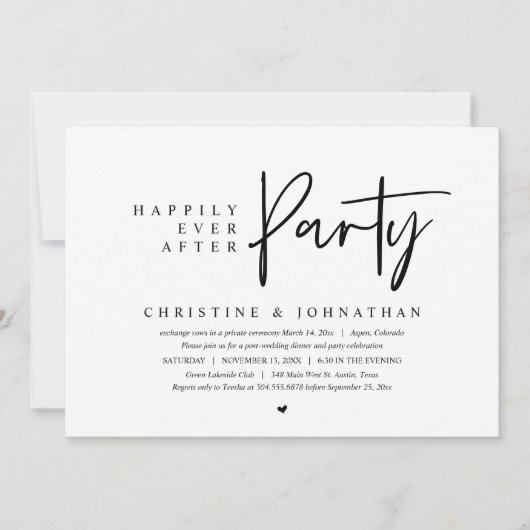 Invitation Mariage en fuite, fête de bonheur éternel (Devant)