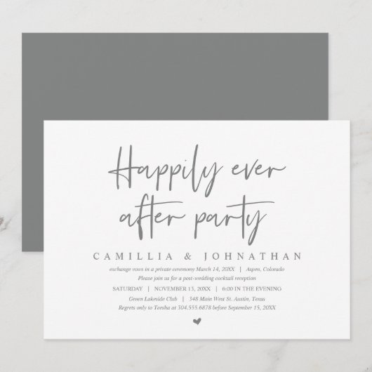 Invitation Mariage en fuite, fête de bonheur éternel (Devant / Derrière)