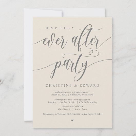 Invitation Mariage en fuite, fête de bonheur éternel (Devant)