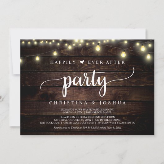 Invitation Mariage en fuite, fête de bonheur éternel (Devant)