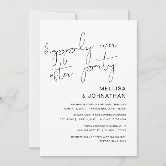 Invitation Mariage en fuite, fête éternelle (Devant)