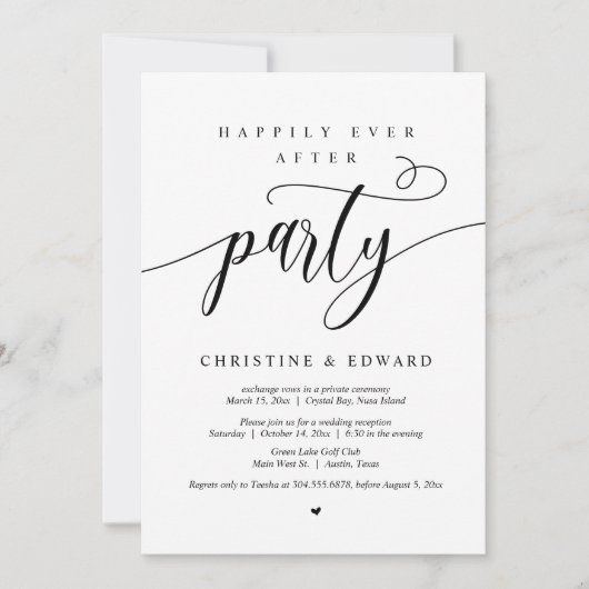 Invitation Mariage en fuite, fête pour un bonheur éternel (Devant)