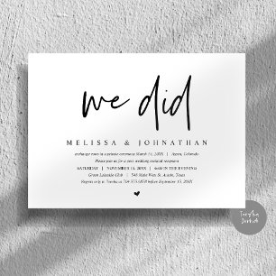 Invitation Mariage en fuite, Moderne Minimaliste, nous avons