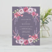 Invitation Mariage en Glycine Violet Foncé (Debout devant)