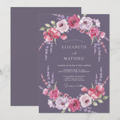 Invitation Mariage en Glycine Violet Foncé (Devant / Derrière)