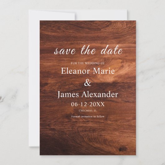 Invitation Mariage en Grain de Bois de Grange Rustique (Devant)