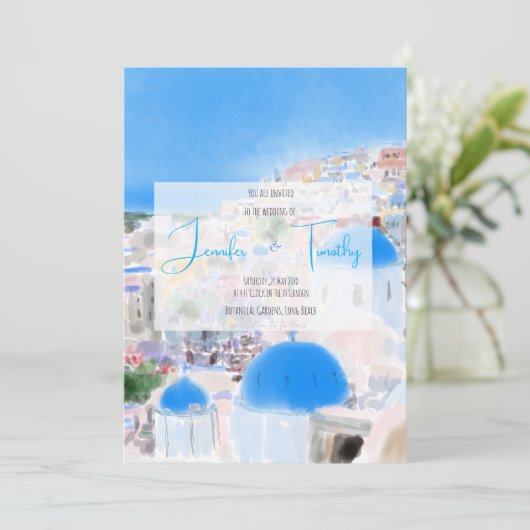 Invitation Mariage en Grèce île de Santorini Fia (Debout devant)