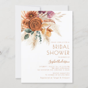 Invitation Mariage en herbe Burange Terracotta Boho Pampas