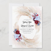 Invitation Mariage en herbe Burgundy & Dusty Blue Floral (Devant)