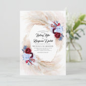 Invitation Mariage en herbe Burgundy & Dusty Blue Floral (Debout devant)